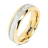 100S JEWELRY 6mm Mens & Womens Tungsten Carbide Ring Meteorite Inlay Wedding Band Size 6-13 (8)