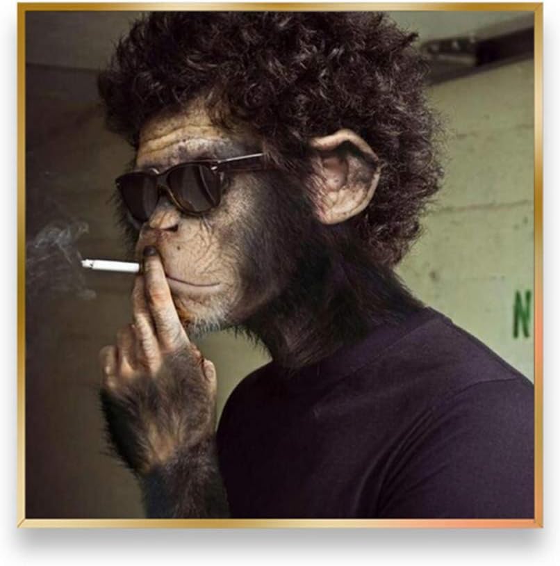 wzgsffs Smoking Sunglasses Monkey Funny Animal Picture Canvas Wall Art