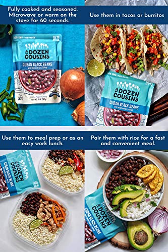 A Dozen Cousins Cuban Black Beans - Ready to Eat, Vegan and Non-GMO Seasoned Beans Made with Avocado Oil, 10 Ounce (Pack of 6)