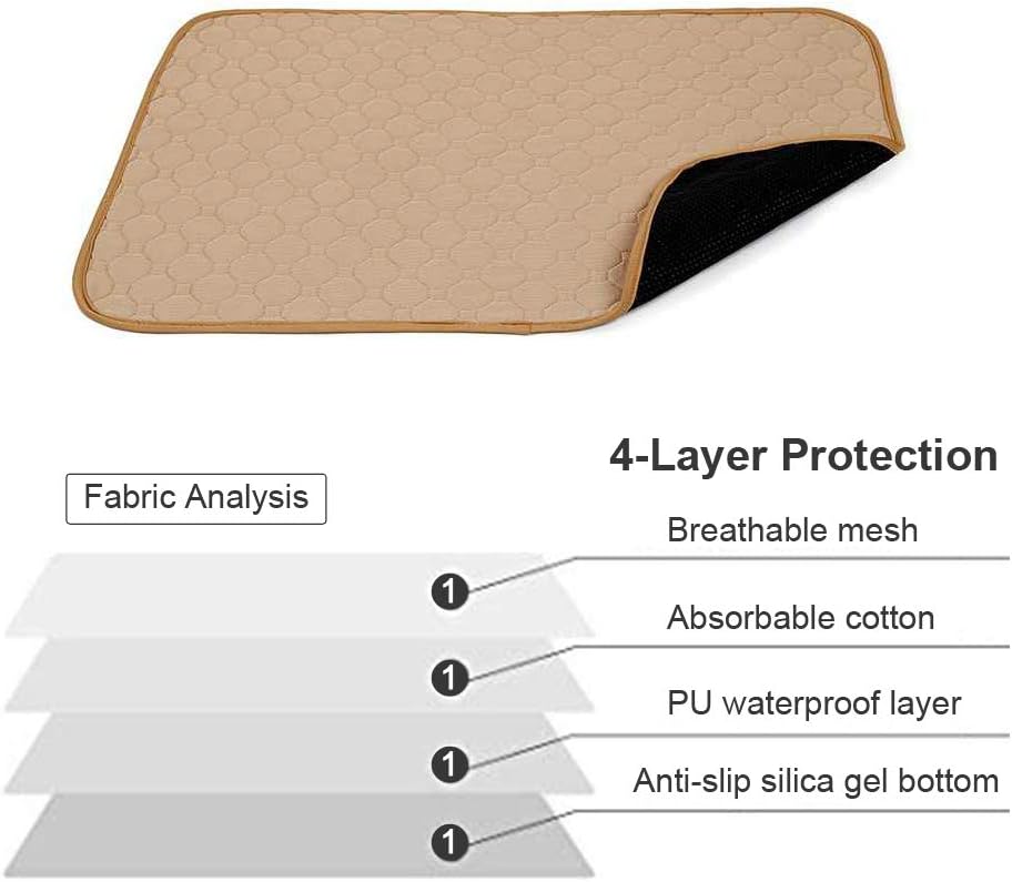 2 Pack Dog Pee Pad Reusable Pet Dog Diaper Pad Urine Potty Training Pads 4 Layers Design Anti-Skid Bottom/Fast Absorb/Deodorant Dog for Indoor Outdoor Car Travel Machine Washable - Image 3