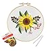 Unime Full Range of Embroidery Starter Kit with Pattern, Cross Stitch Kit Including Embroidery Cloth with Color Pattern, Embroidery Hoop, Color Threads, and Tools Kit(Sunflower,Bouquet)