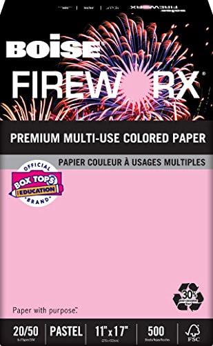 BOISE FIREWORX Premium Multi-Use Colored Paper, 11 x 17,  Powder Pink, 20 lb., 5 ream carton (2,500 Sheets)