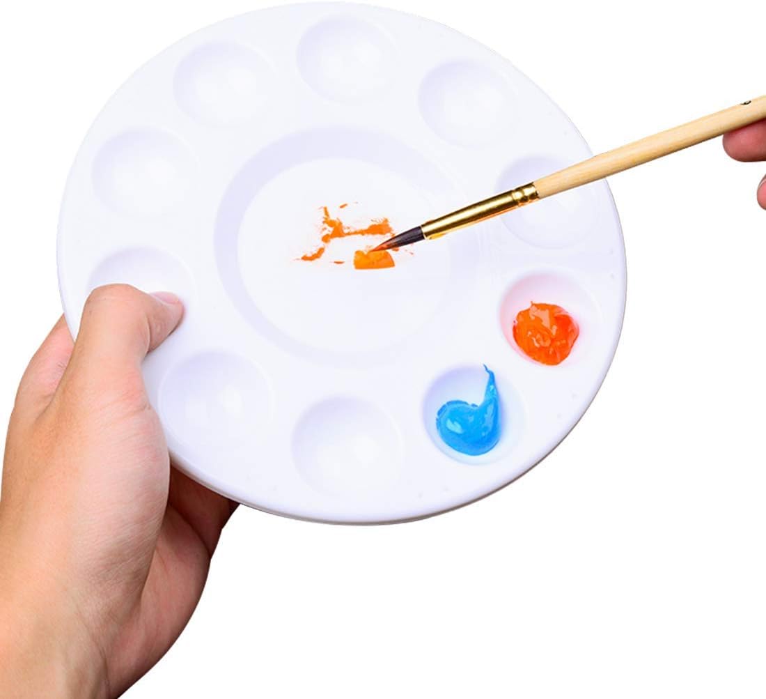 Lawei 24 Pcs Paint Palette Tray Plastic 10 Well Round Watercolor Painting Palettes for DIY Craft Artist Professional Art Painting - Image 3