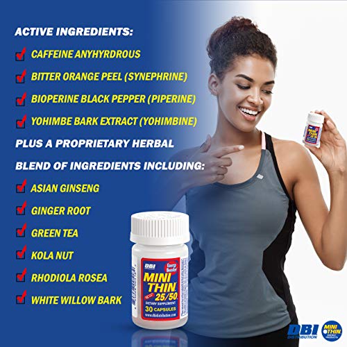 Mini Thin 25/50 Dietary Supplement with Caffeine, BioPerine