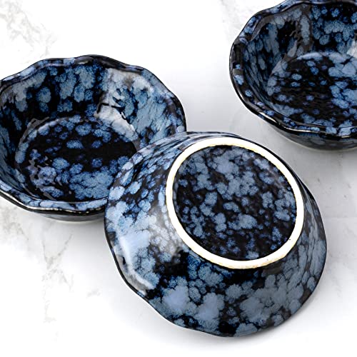 SIDUCAL Ceramic Cat Bowls,5.5 Inch High-Capacity Non-Slip Cat Food and Water Bowls,Cute Pet Feeding Bowls for Cats and Small Dogs,Nice Glazed,Oven Microwave Dishwasher Safe - 3 pcs (Sea Blue)