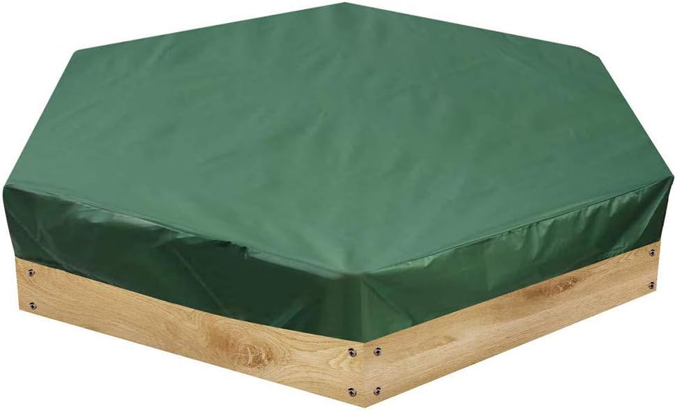 ningdeCK Sandbox Cover, Waterproof Dustproof Sandpit Pool Cover Protection Hexagon Green Sandbox Cover with Drawstring