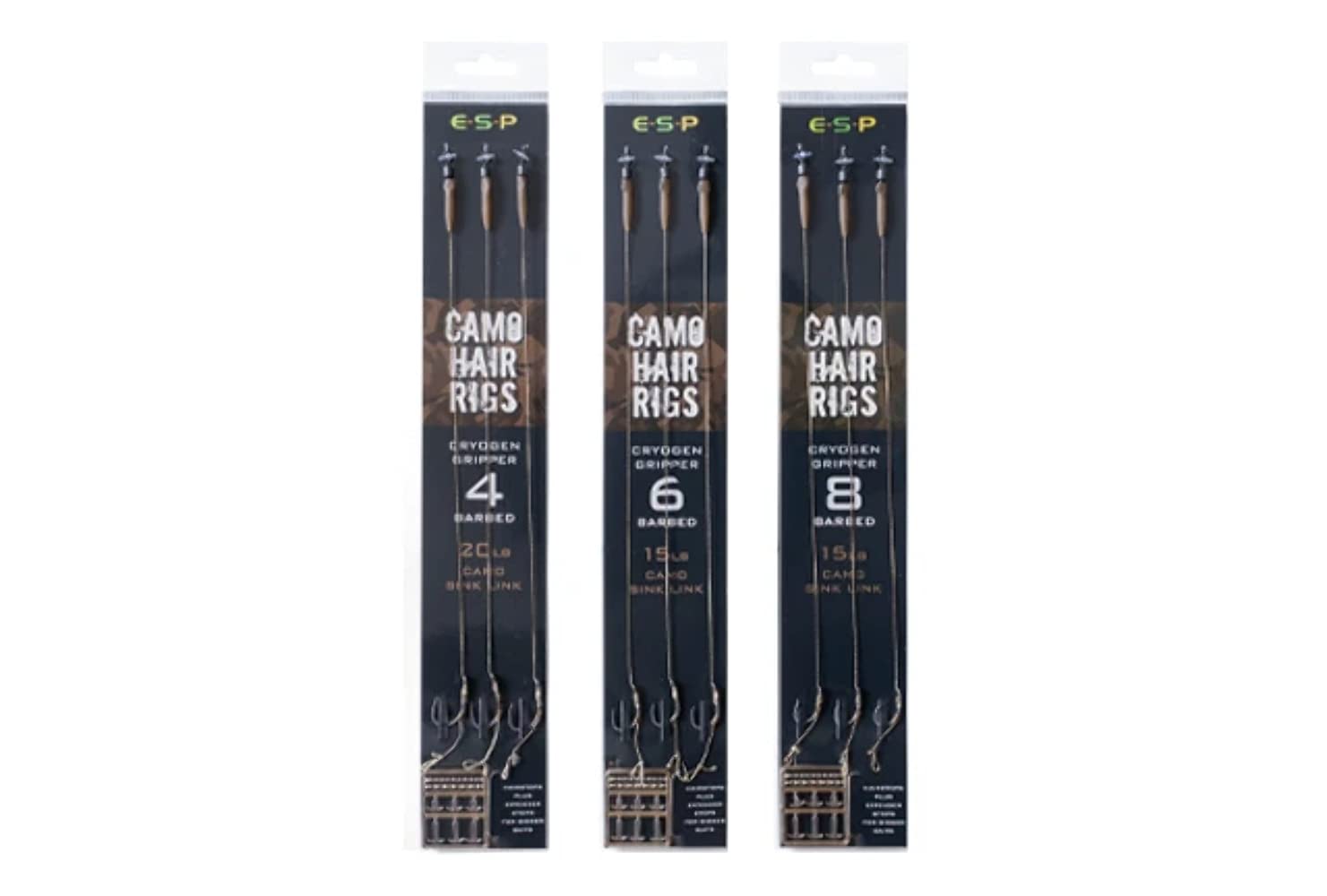 ESP Camo Cryogen Gripper Ready Tied Hair Rig Barbed: 6