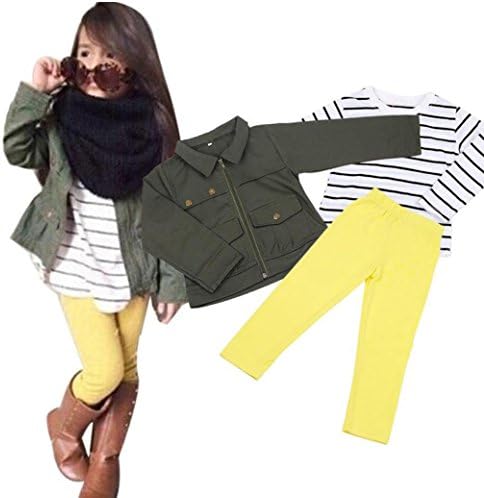 Kids Girls Clothes, TRENDINAO Toddler Girls Fashion Tops+Coat+Pants Outfits Clothes Set