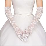 Womens Lace Floral Elbow Length Tulle Bridal Gloves for Dress Driving Wedding
