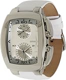 GUESS White Leather Strap Watch