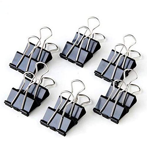 OmkuwlQ 12pcs Metal Clip Binder for Album Memo Paper File Document Photo Stationary Black 19mm Clamp Gripper