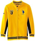 U.S. Polo Assn. Big Boys' Fleece Mock Neck Jacket with Striped Ribbing, Egg Yoke, 10/12