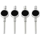 Black Onyx Tuxedo Shirt Studs &ndash; Set of 4 Spring-Back Studs for Men &ndash; Silver-Tone Secure Formal Stud Set for Tuxedo &amp; Black Tie Shirts