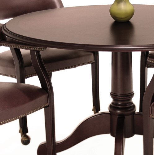 Traditional Round Conference Table and Chairs Set, Conference Meeting Office Room, Mahogany Finish (42" with 4 Chairs, Black Upholstery)