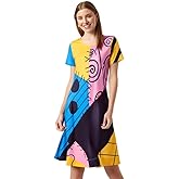 TIANKMER Sally Dress Adult Women Halloween Funny Cosplay Sally Costume Short Sleeve Party Casual Tunic Dress