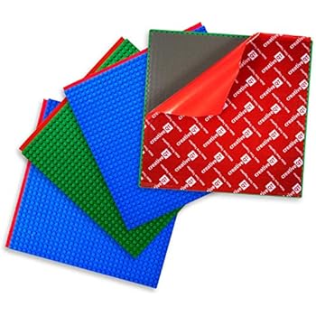 Creative QT Peel-and-Stick Baseplates - Self Adhesive Building Brick Plates - Compatible with All Major Brands - 4 Pack - 2 Green 2 Blue - 10 inch x 10 inch