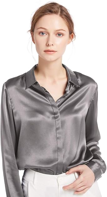 Amazon Lilysilk リリーシルク レディース シルクシャツ ブラウス トップス 長袖 美肌保湿 シンプル 定番 カジュアル エレガント おしゃれ オフィス 通勤 秋冬適用 Tシャツ カットソー 通販