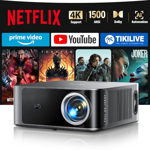 4K Projector Compatible with Netflix/1500 ANSI/36W Dolby Audio: Wifi 6 and Bluetooth Bidirectional Projector, AI Autofocus/Avoid Obstacles Project TV, TOPTRO X9 Video Projector for PS5/Home Theater