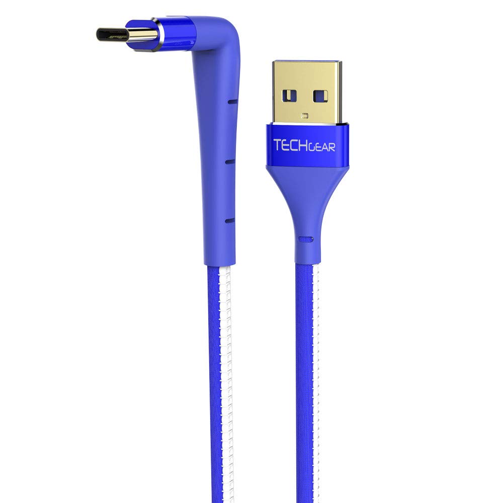 TECHGEAR 2in1 2m USB C Cable, 90 Degree Right Angle Fast Charge & Phone Stand Cable Compatible for Huawei P50, Samsung S22 S21 S20 FE A20e A12 A52 A53, Honor 50, OnePlus 9 10, Oppo, Pixel 6, P50 etc