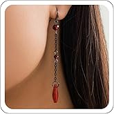 Gothic Blood Drop Teardrop Red Water Drop Earrings - Black Beaded Dangle Punk Style Y2K Halloween Gothic Jewelry for Women