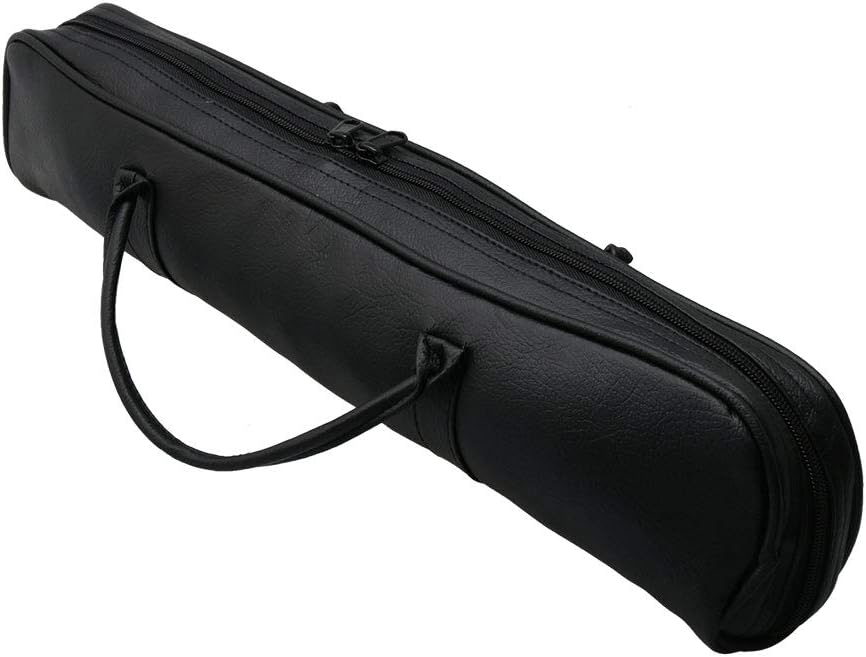 11.5x6x42cm Black PU Leather Flute Storage Bag Case Replacement for 17 Hole Flute