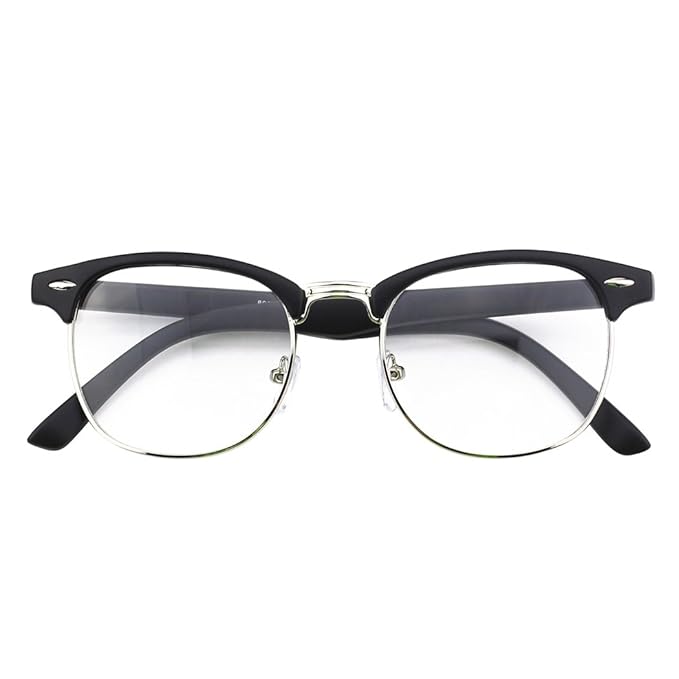 CGID 50er Jahre Retro Nerd Brille Halbrahmen Hornbrille Stil Rockabilly Streberbrille