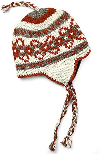 TCG Men’s Hand Knit Wool Vintage Pattern Sherpa Hat - Cinnamon & Cream