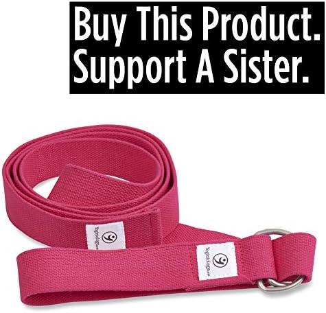 THE Yoga Strap 8 Foot, Best Band for Stretching, Flexibility, Physical Therapy, Balance, Pilates, Exercise Fitness Workout, Premium Soft Cotton with Cinch Metal D Ring Belt Buckle Loops-100% Guaranted