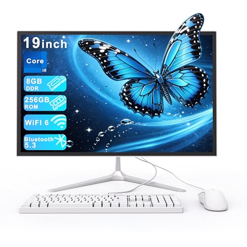 SUKOTOP 19 Inch All-in-One Computer i5 Computer Core 4 Cores (up to 3.7GHz) 256GB SSD WiFi6 Bluetooth 5.3 with Kyeboard & Wired Mouse for Education Office Home
