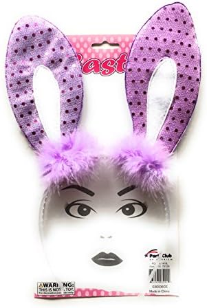 Easter purple bunny ears headband with marabou