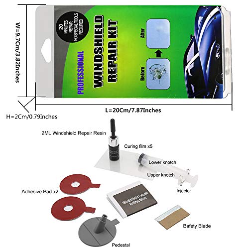 GLISTON Car Windshield Repair Kit Tools for Chips and Cracks, Nicks, Bulls-Eye, Spider Web, Star-Shaped, Half-Moon Crescents