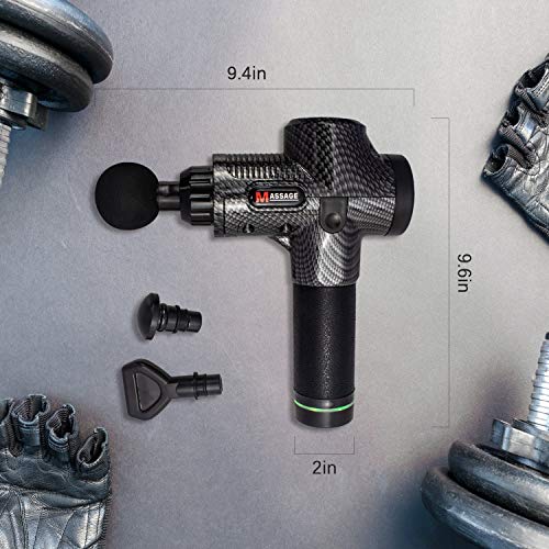 QUIGO Percussion Massage Gun Deep Tissue, Handheld Body Cordless Electric Massager, Back Neck Muscle Pain Relief, 10 Heads Pack, Super Quiet Brushless Motor(Carbon Fiber)