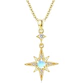 Silikepa Star Necklace for Women Girls 925 Sterling Silver Star Moonstone Pendant Necklace Infinity/Round Spin Star Necklace Star Jewelry Gifts for Women Girls
