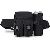 Favuit Tactical Fanny Pack Waist Bag for Men Women, Lightweight Waist Pack with Water Bottle Holder Adjustable Running Hip Belt Bag for Running Walking DogWalking Travel Cycling (Extended Belt)