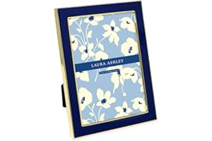 Laura Ashley 5x7 Navy Enamel Picture Frame, Gold Metal Edge with Easel, for Countertop, Counterspace, Tabletop Display, Bookshelf, Desk, Wall Décor, Photo Gallery (5x7, Navy W/Gold)