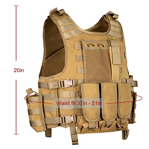 MGFLASHFORCE Tactical Airsoft Vest Adjustable Modular Paintball Vest