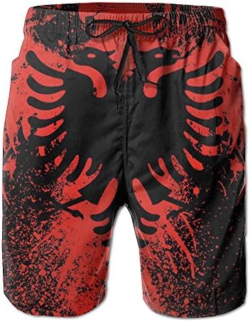 Leisue Albanian Flag Of Eagle Boardshorts Beach Shorts Swim Trunks Cute Male Swimsuit