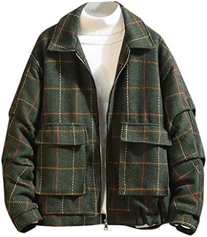 Love Letter Winter Trench Coat for Men Fashion Mens Jackets of Woolen Jacket Zipper Plaid Coat