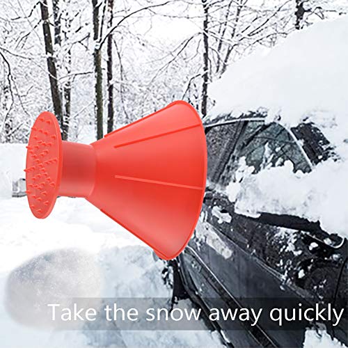 Risunpet Ice Scraper Funnel Round Windshield,Magic Car Cone-Shaped Car Windshield Ice Scraper,Snow Removal Shovel Tool （2pack Red） - Thumbnail 2