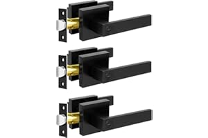 KAMOTA Privacy Door Levers, 3 Pack Matte Black Door Handles Bed and Bath Door Locks Interior Keyless Locksets, Left and Right Hand Reversible