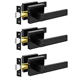 KAMOTA Privacy Door Levers, 3 Pack Matte Black Door