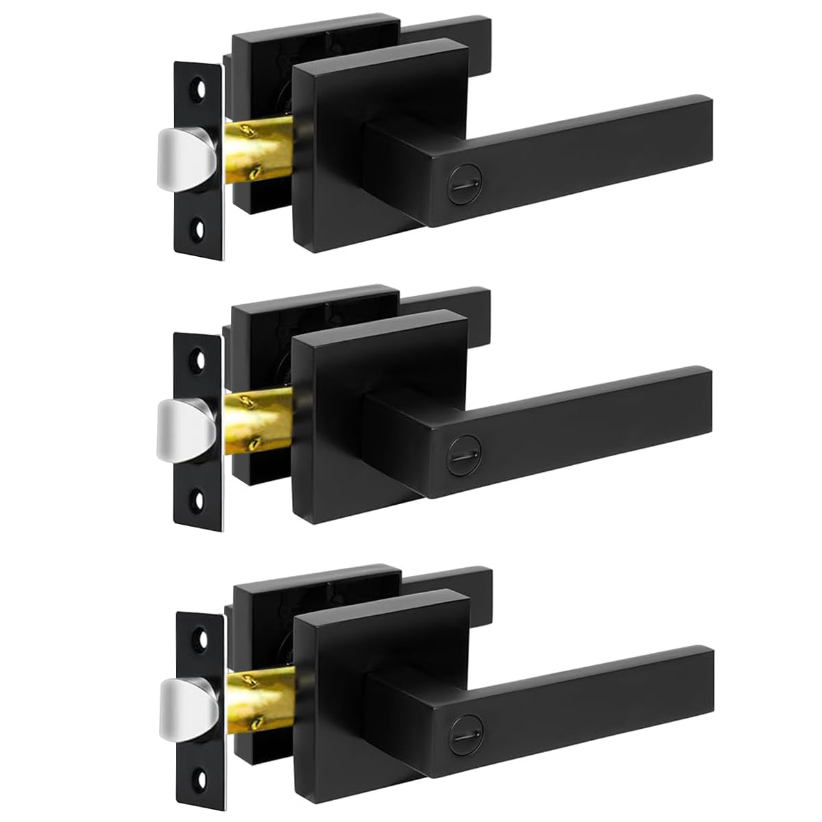 KAMOTA Privacy Door Levers, 3 Pack Matte Black Door