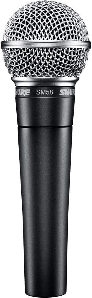 Shure SM58-LC Cardioid Dynamic Vocal Microphone with A25D Clip and Bag