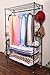 Homdox 3-Tier Garment Rack, Heavy Duty Clothing Wire Shelving, Rolling Free Standing Closet with Lockable Wheels, 1 Hanging Rod and 2 Pairs Side Hooks, Gray