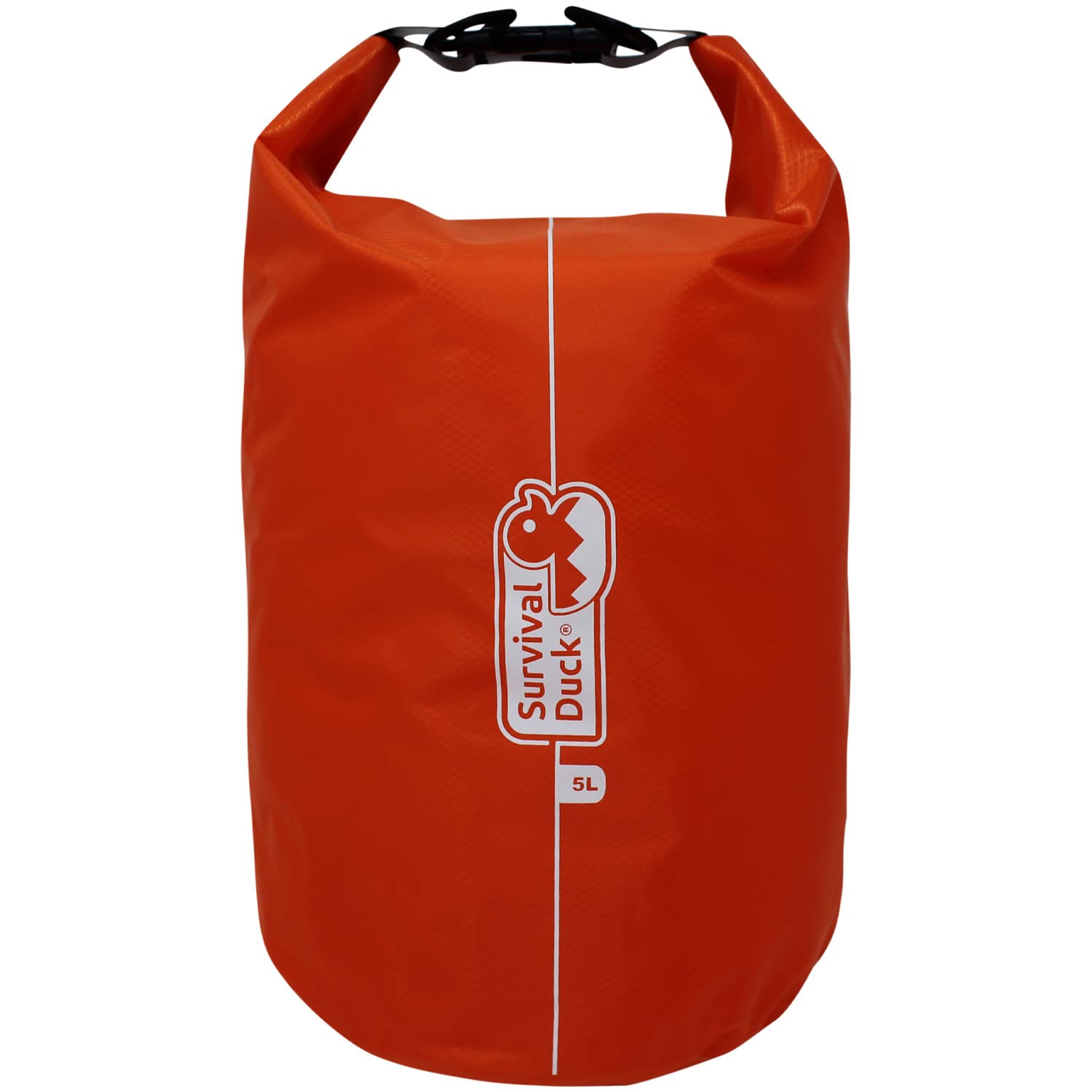 Survival Duck 5 Litre Waterproof Dry Bag Orange | Medium Size Ripstop Nylon Round Dry Bag | Great for Camping, Hiking, Paddleboarding, Kayaking