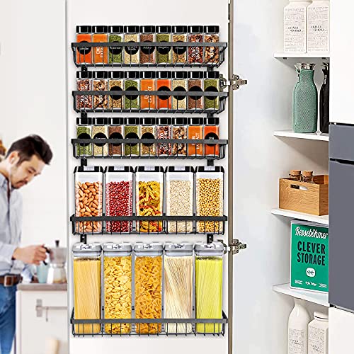 Wall Mount Spice Rack Organizer, 5 Tier HeightAdjustable Hanging Spice