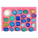 Funshowcase 25 Small Diamond Gems Assorted Shapes Silicone Mold for Cake Decorating, Crafting, Polymer Clay, Resin