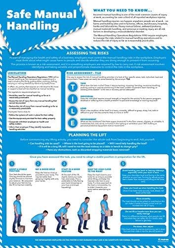Daydream Education Safe Manual Handling Poster, Laminated Gloss Paper A2 (420 mm x 594 mm)