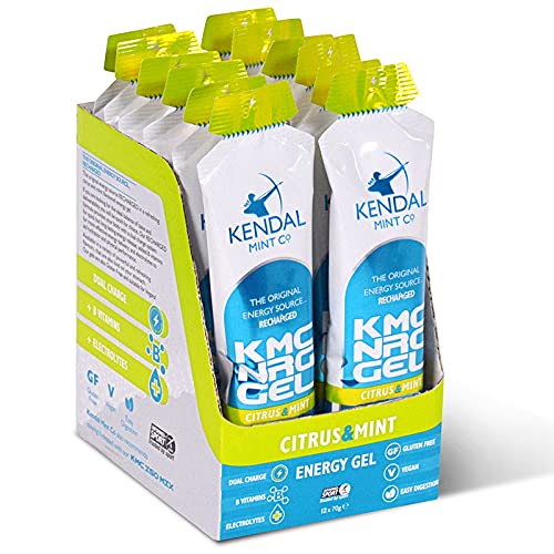 Kendal Mint Co: Energy Gel - Citrus & Mint Flavour (12 x 70g) | Instant & Long-Lasting, Caffeine Free, 27g Carb, Electrolytes, B Vitamins, for Running, Cycling, Vegan & GF