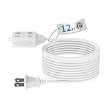 TiFFCOFiO Indoor Extension Cord, 2 Prong 12 Feet